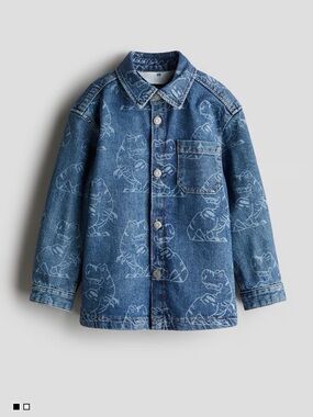 H&M Blue Denim Kids Jacket with Dinosaur Print